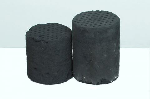 Shaped "anthill" biocarbon Briquette